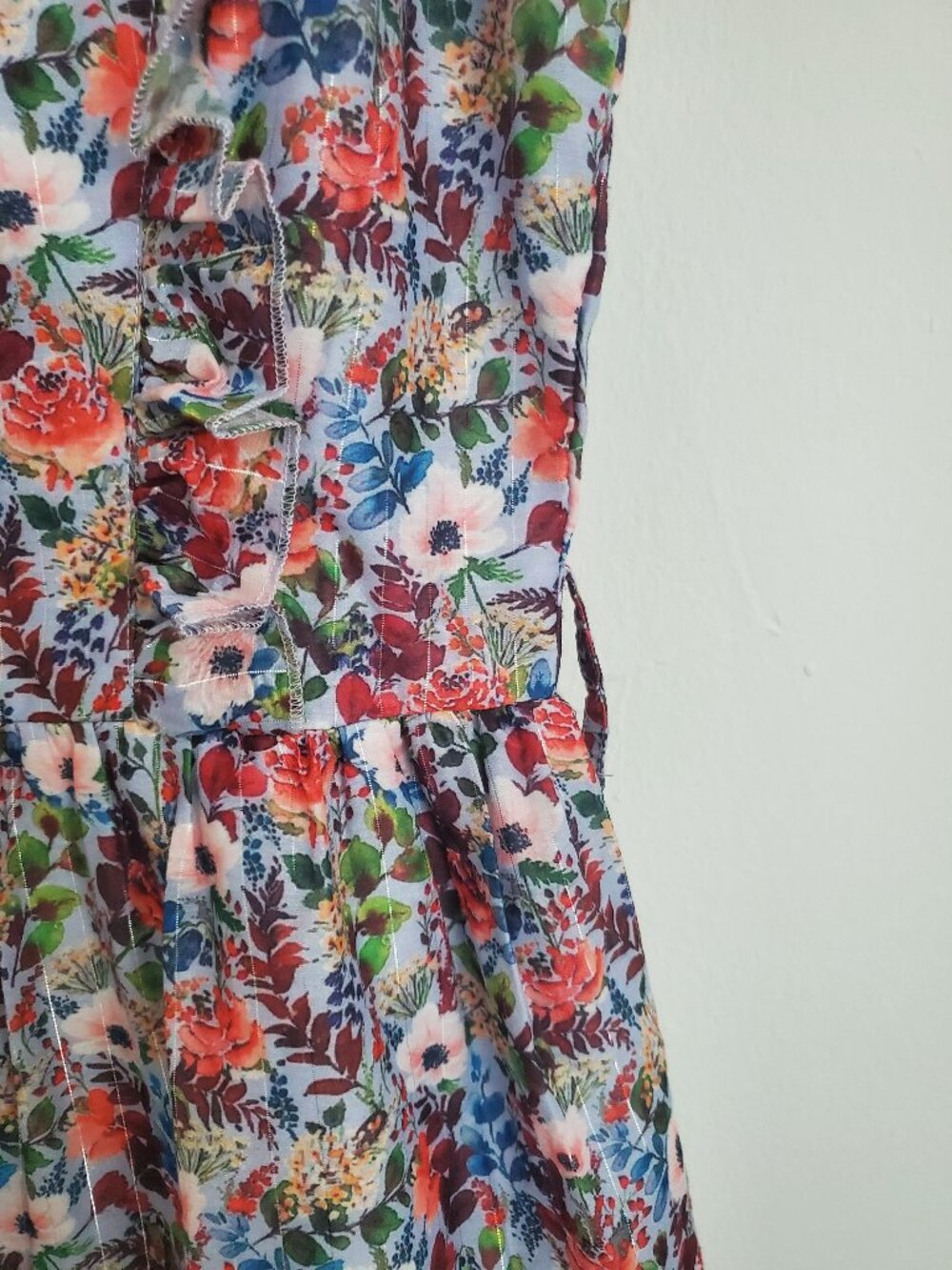 JessaKae Dress Floral Full Bloom Tiered Belted Mini Garden Tea Party SIZE SMALL - Picture 8 of 15